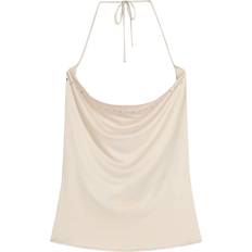 Genanvendt materiale Toppe Bershka Beige Top Med Draperinger Og Nitter - Offwhite