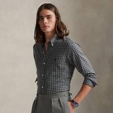 Grey - Oxford Shirts Polo Ralph Lauren Icon Logo Custom Fit Check Sanded Twill Shirt - Grey