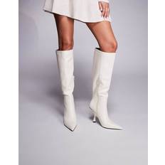 Vita Höga stövlar Public Desire Third Date High Heeled Knee Boots - White
