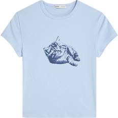 Bershka T-shirts Bershka T-shirt mörkblå / vit