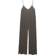 Bomuld - Grå Jumpsuits & Overalls Pull&Bear Lang Grå Jumpsuit Med Stropper - Mørkegrå