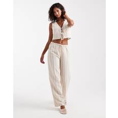 New Look Trousers New Look Co-Ord Wide Leg Stripe Trousers - Cream White