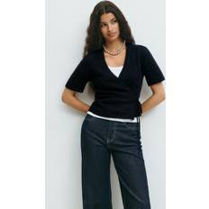 Bluser Gina Tricot Top Knitted Wrap Slå Om Top Med V-hals Korte Ærmer - Blå