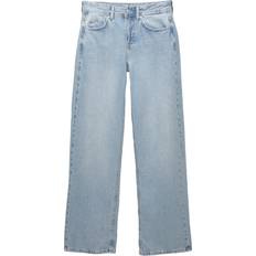 Denim Jeans Med Låg Midja Och Raka Ben - Blå