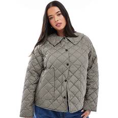 Only Carmakoma Curve Jakke Med Vatteringer Og Gingham-tern - Sort
