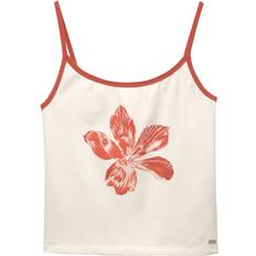 Bådudskæring Toppe Pull&Bear Beige Top Med Blomsterprint Og Stropper - Ecru/Mandarin