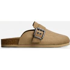 Clogs Bershka Clogs With Buckle Detail - Tan Brown