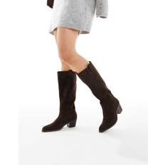 Dam - Veganska Höga stövlar New Look Faux Suede Western Knee High Boots Vegan - Brown