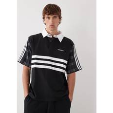 Adidas Svarta Pikétröjor adidas Tartan Rugbytröja Regular Fit - Grå/Mörkgrå/Vit