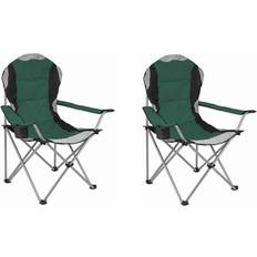 Hy5 Folding Camping Chairs Heavy Duty Padded 2-Chairs - Green