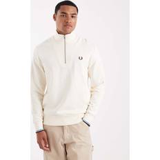 Fred Perry White Jumpers Fred Perry Half Zip Sweatshirt - White