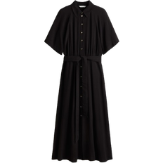 H&M Vestido Camisero Cinturón Anudar - Negro