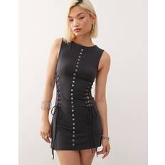 Weekday Short Dresses Weekday Mini Dress With Eyelet Detail - Off-Black