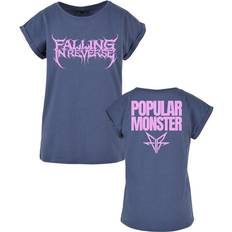 Wide - Women T-shirts Reverse Falling In Popular Monster Text T-Shirt - Blue