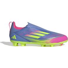 Girl Football Shoes adidas Junior F50 League Laceless FG/MG - Blue Fusion/Lucid Lemon/Lucid Pink