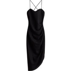 H&M Draped Linen Blend Dress - Black