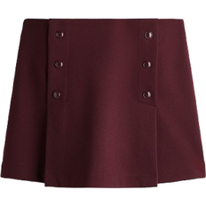H&M Dame Vinrød Skorts Med Knapper - Vinrød