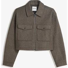 Bershka Soft Felt Texture Jacket - Brown
