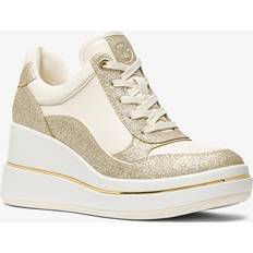 Michael Kors Signature Logo Leather Wedge Trainer - Gold