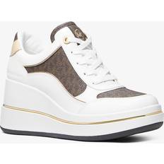 Michael Kors Signature Logo Leather Wedge Trainer - Brown