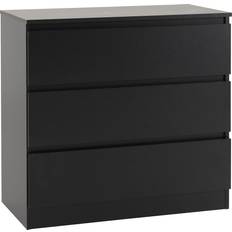 Black Chest of Drawers SECONIQUE Malvern Black Chest of Drawer 80x77cm