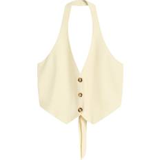 Hør Veste Bershka Beige Vest Med Halterneck I Hørmateriale - Hvid