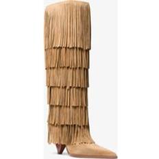 Michael Kors High Boots Michael Kors Fringed Suede Tall Boot - Natural