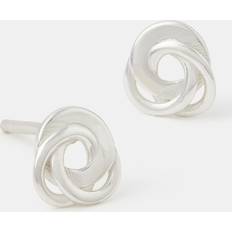 Grey Earrings Accessorize Sterling Silver Flat Knot Stud Earrings - Grey