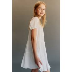 H&M Kjoler H&M Pige Crinkled Kjole Bomuld - Hvid