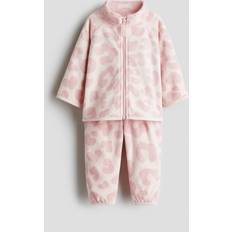 Fleece Garments on sale H&M Baby 2-Delt Sæt I Fleece - Lys Rosa/Leopardmønstret