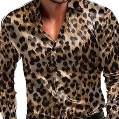 Leopard - Men Shirts Temu Leopard Print Long Sleeve Shirt - Button-up