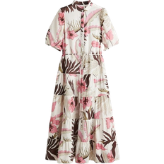 H&M Long Cotton Dress - White/Floral