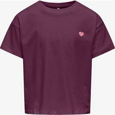 Rød T-shirts Kids Only KogMaiken Life Cropheart SS Jrs T-shirt - Rød