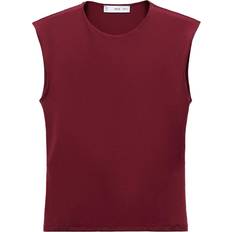 Mango Polyamide Tops Mango Fitted Tank Top Burgundy Woman - Burgundy