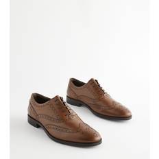 Bred Lave sko NEXT Snøresko Wide Fit Leather Oxford Brogue Shoes - Brun