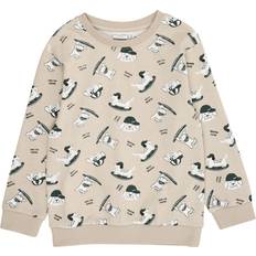 Drenge Sweatshirts på tilbud Name It Peyote Skater Dogs Nmmvifelix Ls Nreg Sweatshirt - Beige