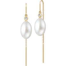 Julie Sandlau Hvid Øreringe Julie Sandlau Afrodite Chain Earring 18 kt Forgyldt Sølv - Gold/White Pearl