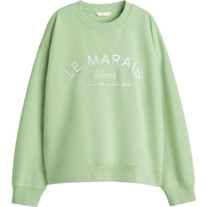H&M Sweatshirt with Text Motif - Light Green/Le Marais
