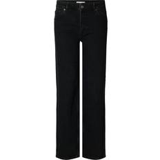GOTS (Global Organic Textile Standard) Byxor & Shorts Selected SLFWide Bea-Kori HW Jeans - Black Denim
