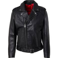 Herre - Skind Overtøj HUGO Lowis Casual Leather Jakket - Sort