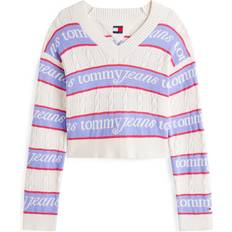Tommy Hilfiger 4XL Sweatere Tommy Hilfiger Pullover - Lilla/Rød/Hvid
