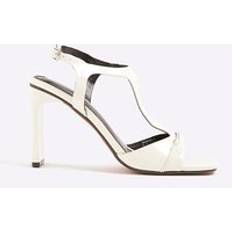 River Island T Bar Block Heel Sandals - White