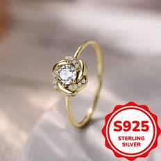 Rose Gold - Zirconia Rings Temu Rose Shaped Ring Sparkling Zirconia Stones - Multicolore