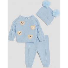 Baby Boys Bear Jumper And Hat Set - Blue
