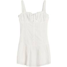Bershka Fitted Embroidered Mini Dress With Flounce - White