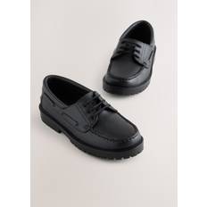 42 - Sort Sejlersko NEXT Black Slip-On Leather School Boat Shoes - Sort