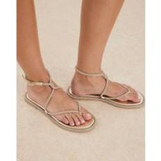 Sandals River Island Womens Gold Embellished Twist Strappy Sandals