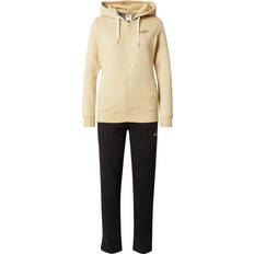Beige - Fitness Jakkesæt Puma Metallic Hooded Sweat Suit Pebble Path - Sand/Sort