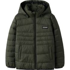 Name It Grøn Jakker Name It Hættet Pufferjakke Nkmmarble - Mørkegrøn