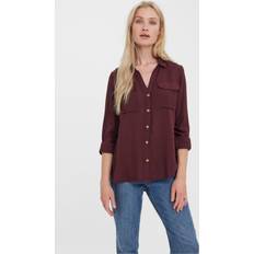 Lilla Bluser Vero Moda Bluse VMBUMPY Dame Skjorte Winetasting - Vinrød